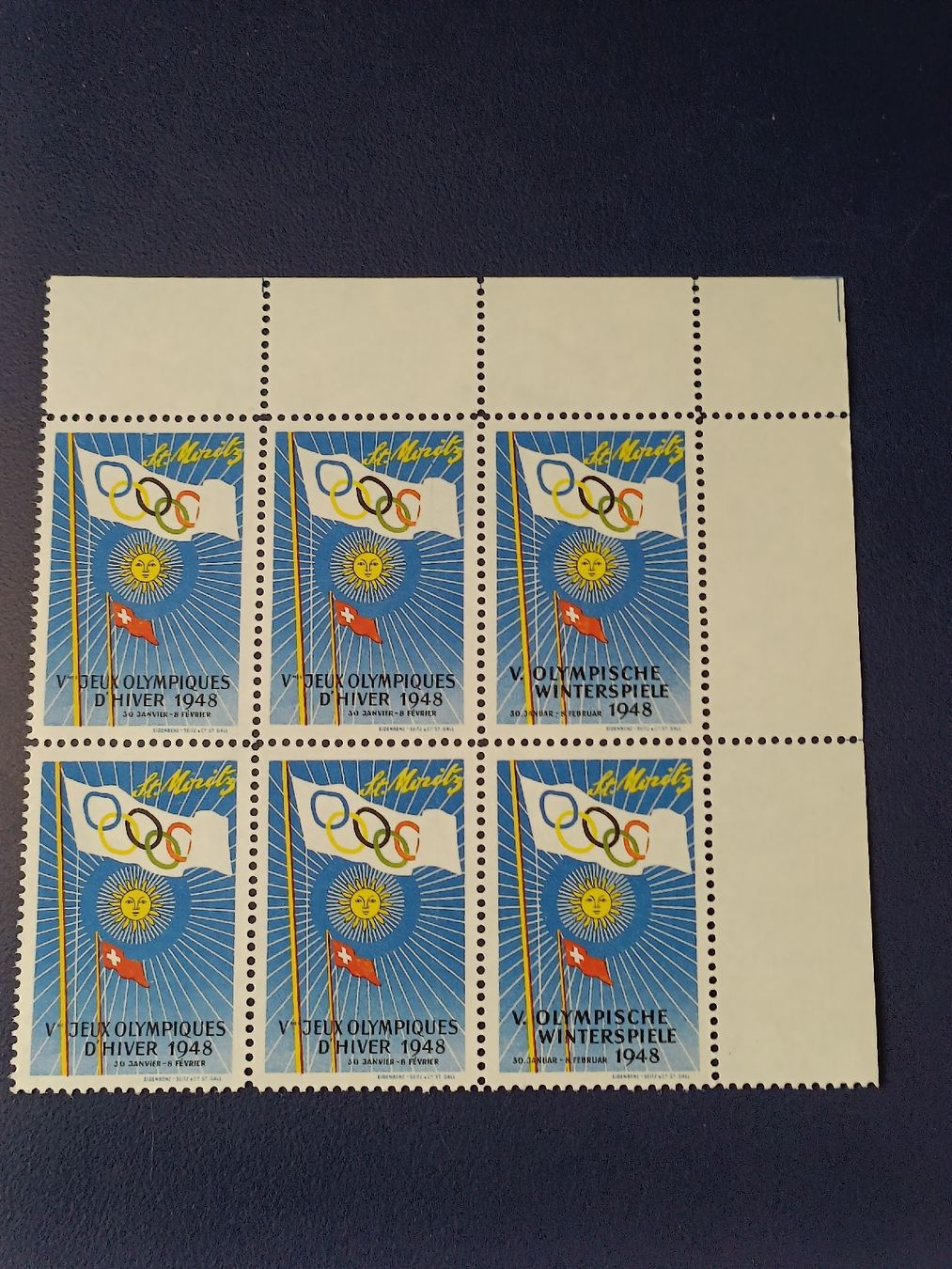 Alle Briefmarken: Litho Vignetten / St Moritz Olympische Winterspiele 1948 – Gebraucht aus Brugg AG von Ente015