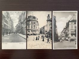ST. GALLEN Multergasse, belebt, 3 Ansichtskarten