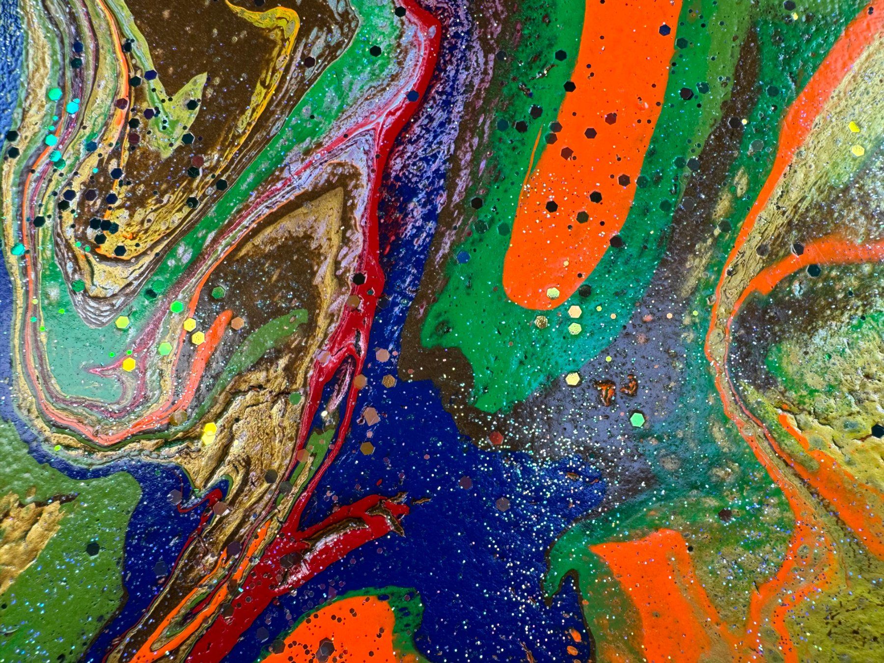 Dipinti: Acryl-Flüssigmalerei, Sechseck – Usato da Schlieren venduto da MayaSheng1983 1