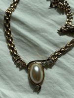 Modeschmuck, Collier, Halskette mit gr. Perle und Zirkonia