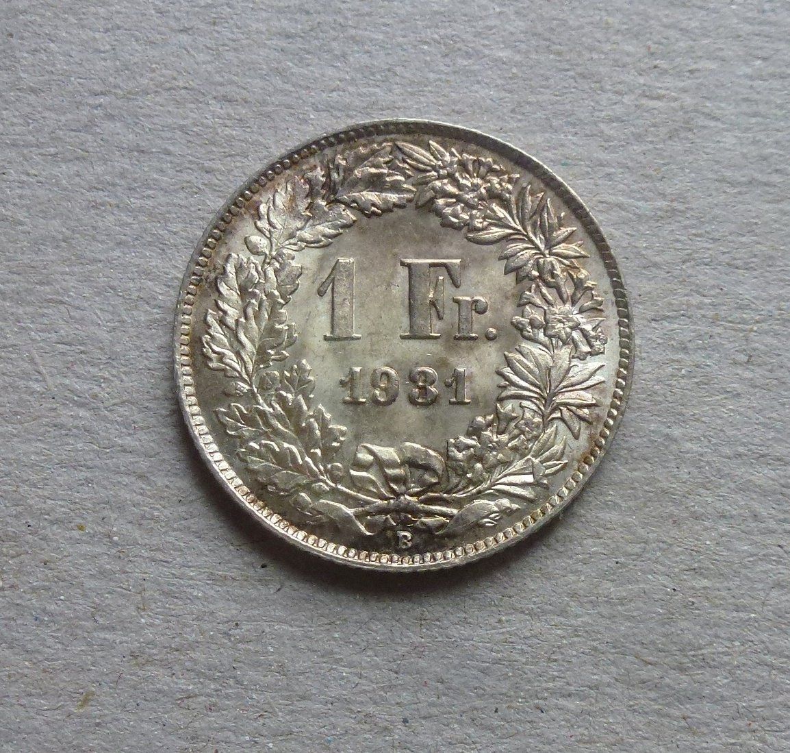 Tutti le monete: ++ 1.- Franken 1931, gute Erhaltung – Usato da Walkringen venduto da Casablanca777