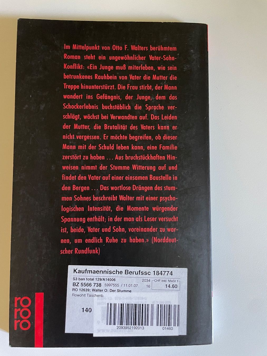 Bücher: Otto F. Walter, Der Stumme – Gebraucht aus Volketswil von n_r_5gdf 1