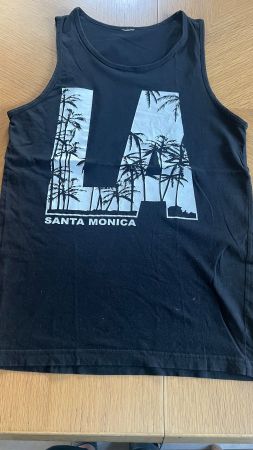 Schwarzes Tanktop  mit "LA Santa Monica" M