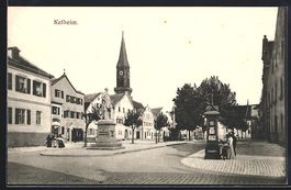 Kelheim, Strassenpartie mit Wettersäule