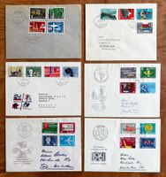 1956 - 1961, 6 FDC's mit kompletten Serien Werbemarken