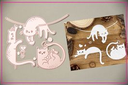 3x witzige Katze  - Stanzschablone