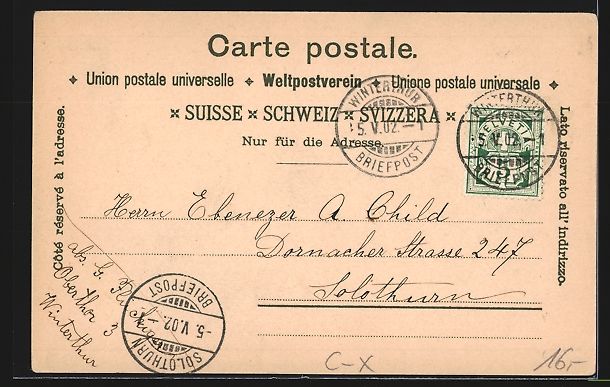 Cartes postales: Litho Winterthur, Bahnhof, Stadthaus, Or – D'occasion à Berlin par bartko-reher 1