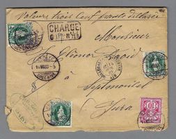 1883, WERTBRIEF INS AUSLAND! 0 GENÈVE, SBK67Aa (3x)+61Aa
