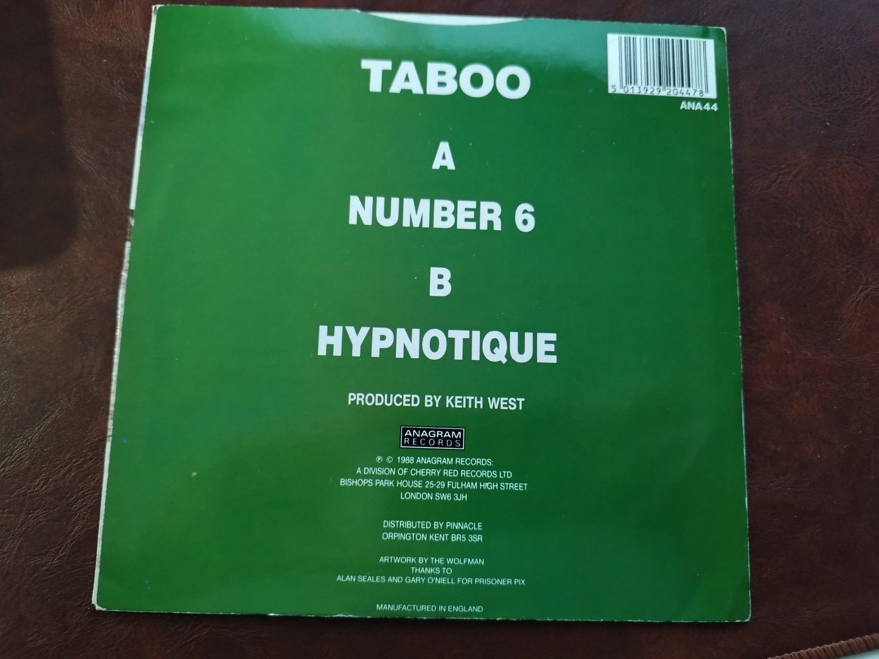 Dischi in vinile: Taboo - Number 6 / Hypnotique - Vinyl Single – Usato da Lupfig venduto da fred-feuerstein 1