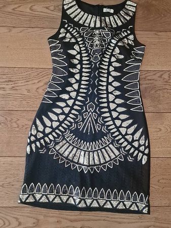 Cocktailkleid schwarz/gold Paiette holly bracken, Gr. S, neu