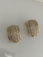Vintage Christian Dior Clip Earrings Gold Rhinestones