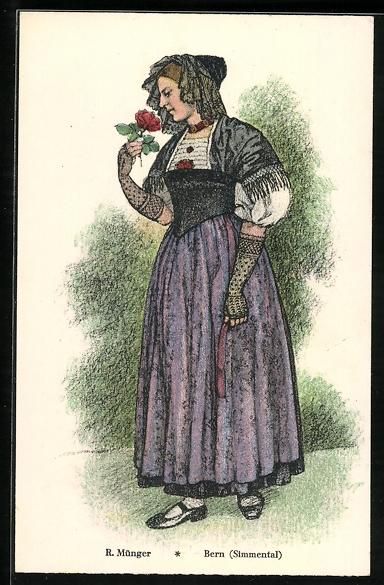 Cartoline postali: Bernerin aus dem Simmental an einer Rose – Usato da Berlin venduto da bartko-reher