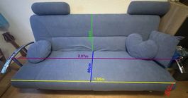 Schlafsofa mit Bettfunktion und Stauraum