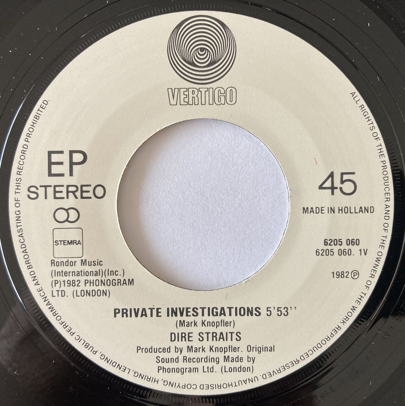 Dischi in vinile: DIRE STRAITS - PRIVATE INVESTIGATIONS – Usato da Bottens venduto da hotter-than-hell 2