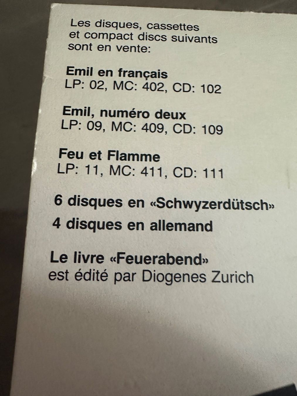Schallplatten: *   EMIL   * – Gebraucht aus Winkel von zeho 2