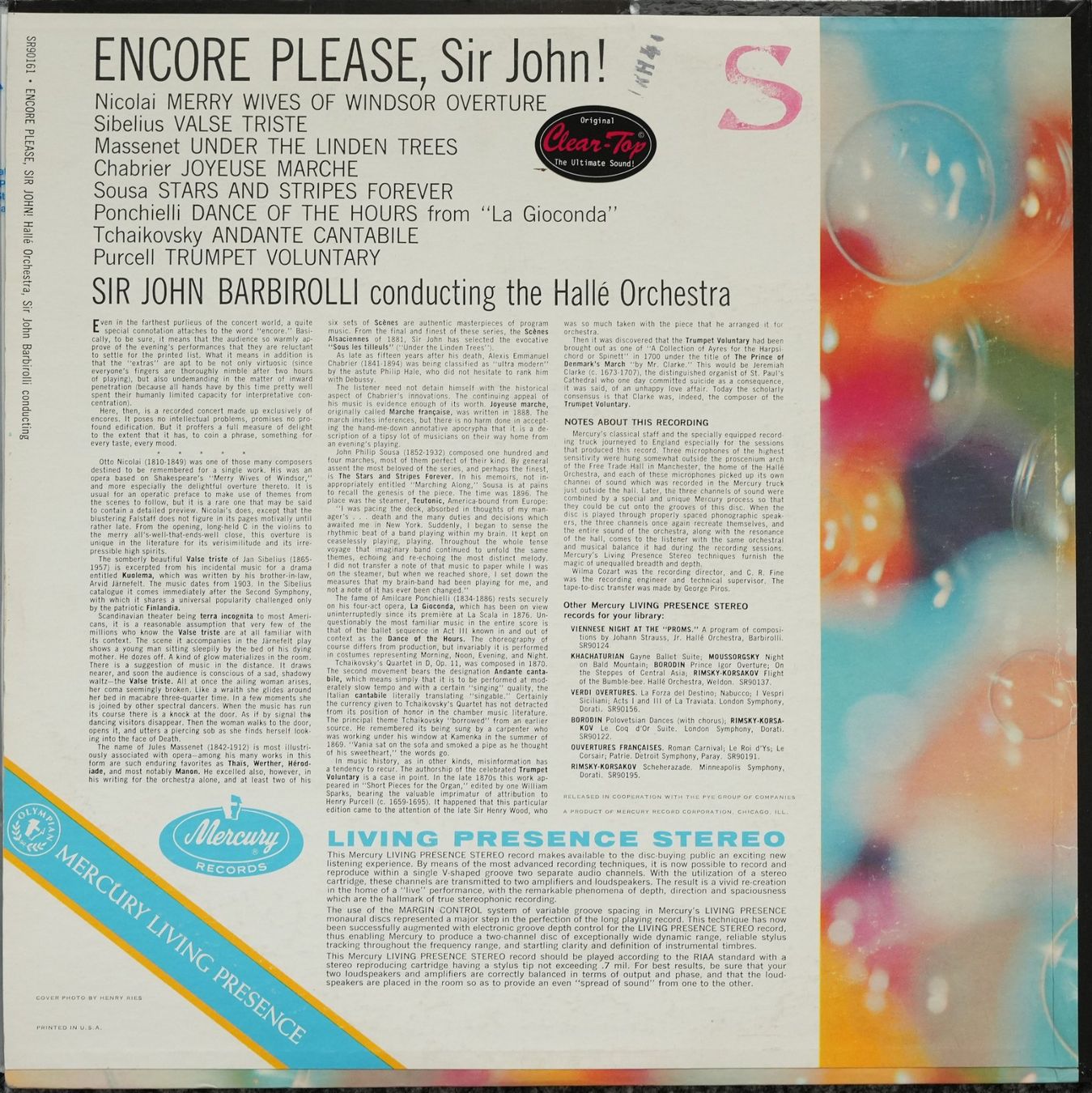 Dischi in vinile: Mercury SR 90161 / Encore Please Sir John – Usato da Brunnen venduto da Techfreak1 1