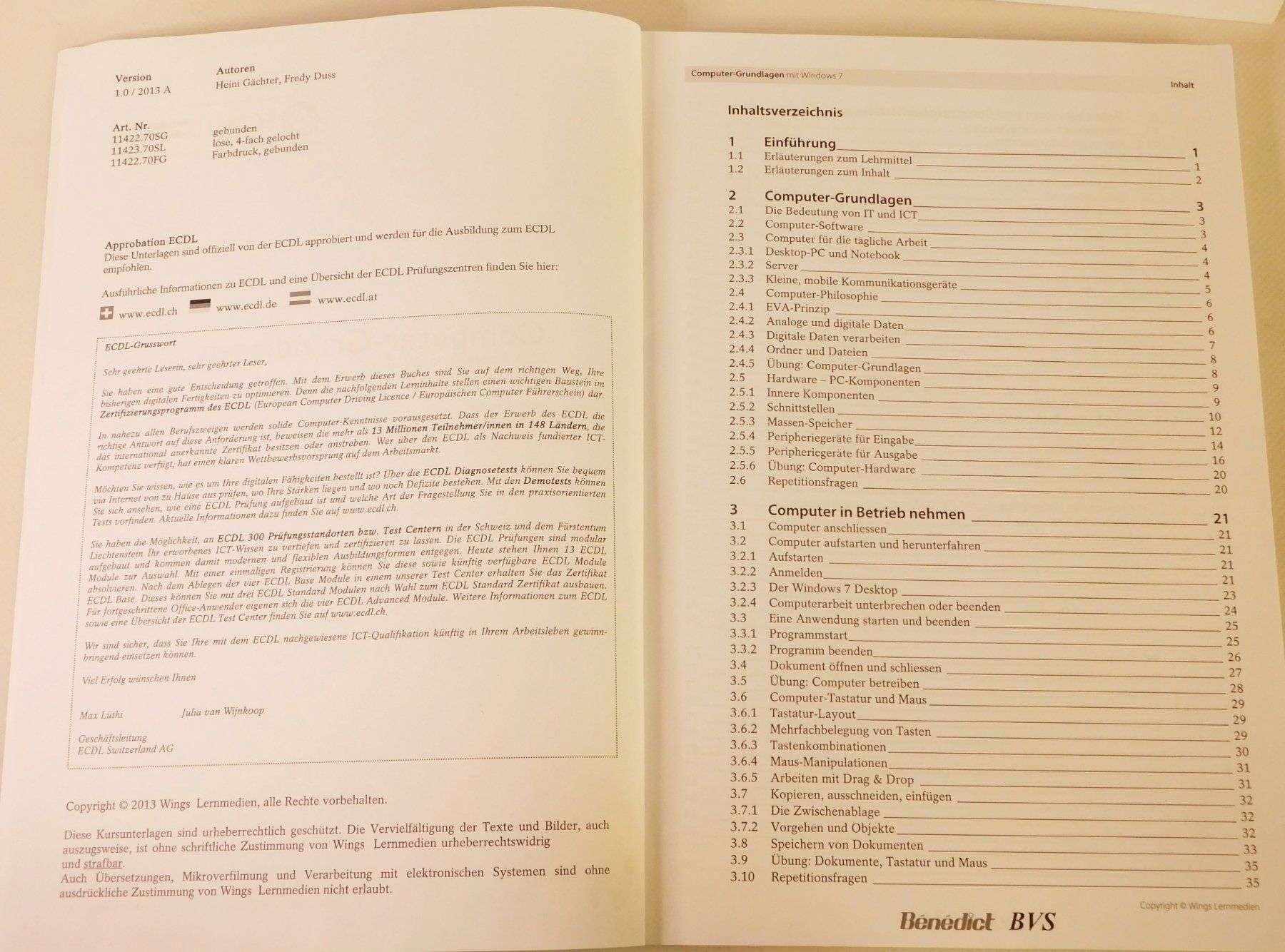 Libri: Vintage Benedict BVS Computer-Schulungshandbücher 2010er – Usato da Emmenbrücke venduto da Neverlaand-22 3