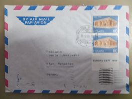 Gelaufener Brief Luftpost nach Israel 1969