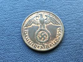 2 Reichspfennig Drittes Reich 1936 A. selten ungereinigt