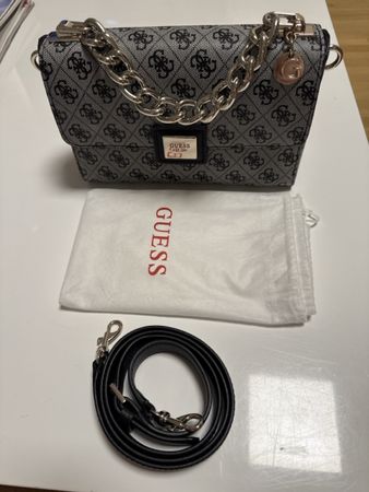 Original GUESS Candace Crossbody Handtasche Grau/Schwarz – T
