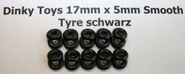 20x Dinky 17mm x 5mm Smooth Tyre schwarz