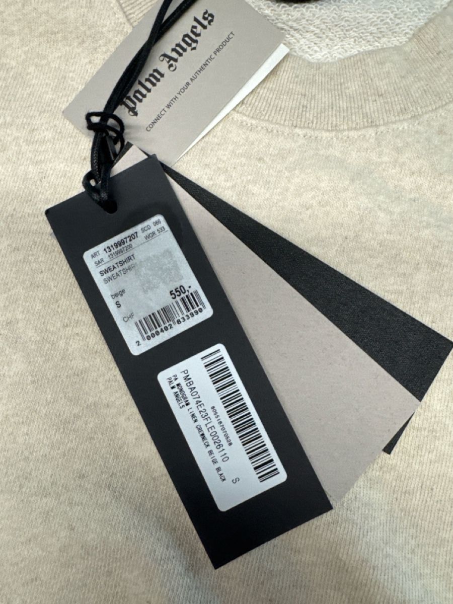 Maglioni & Felpe: Palm Angels N Patch Sweatshirt - Cream - Size Small – Nuovo e nell'imballaggio originale da Bülach venduto da Suters0403 2