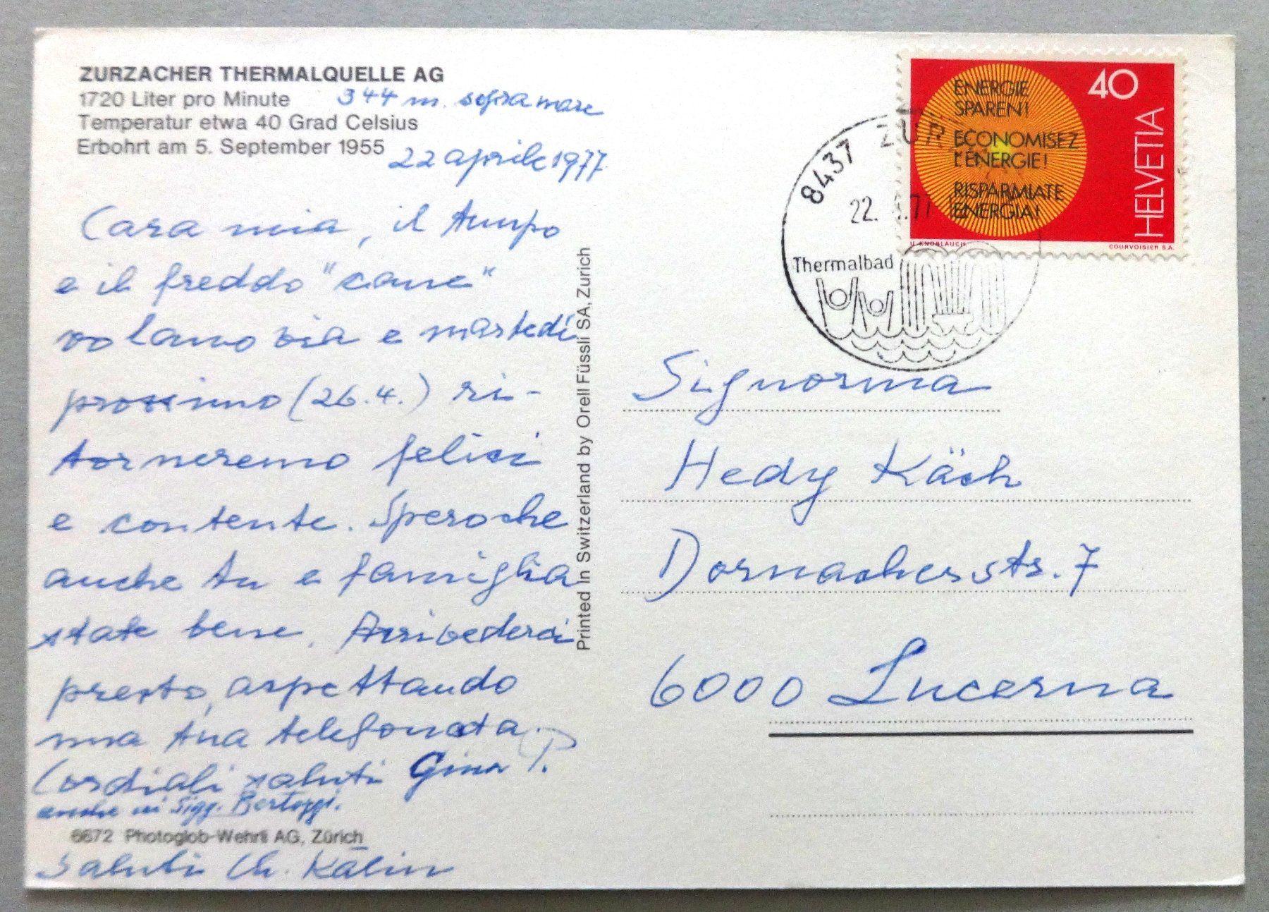 Cartoline postali: Zurzacher Thermalquelle AG – Usato da Fétigny venduto da Billy2miny 1