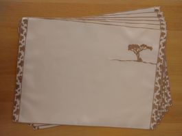 6 Tischsets mit Stickerei, Motiv Afrika