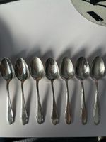 7 Stück alte Kaffeelöffel, Metall versilbert, Vintage.