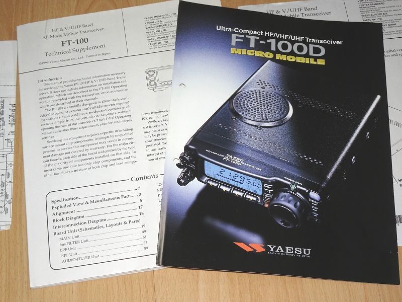 Radiocomunicazione: YAESU FT-100 Technical Supplement, FT-100D Operating Manual – Usato da Oberwil b. Zug venduto da Code10 2