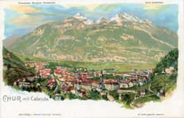 Chur   GR   mit Calanda    (Künstler-AK)     ca. 1906