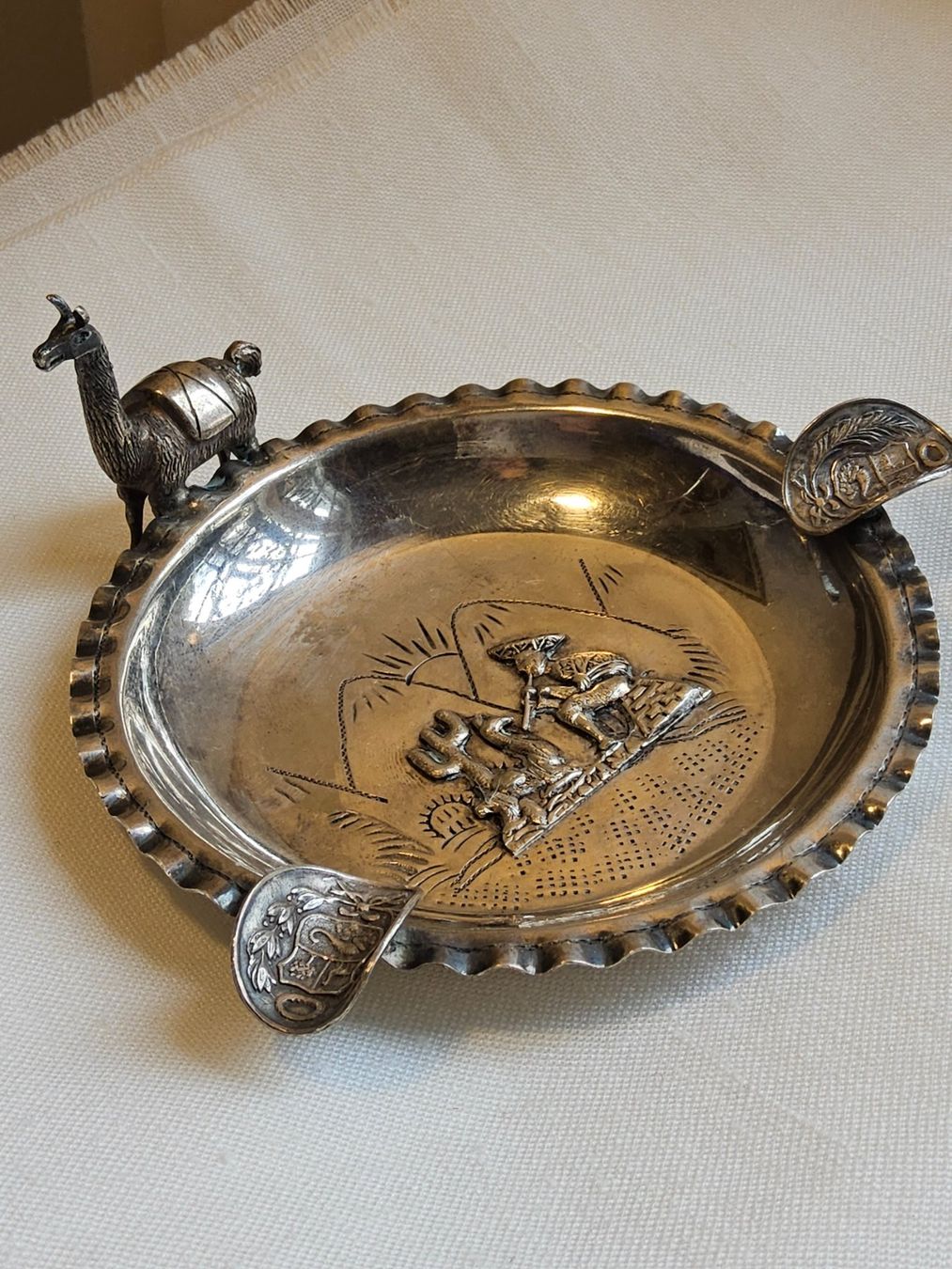 Portacenere: Peru Sterling Silber Ascher mit Lama – Usato da Zürich venduto da SciTec