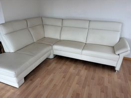 Ledersofa / Ecksofa cremeweiss