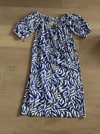 Off Shoulder H&M Kleid NEU Gr. M blau weiss