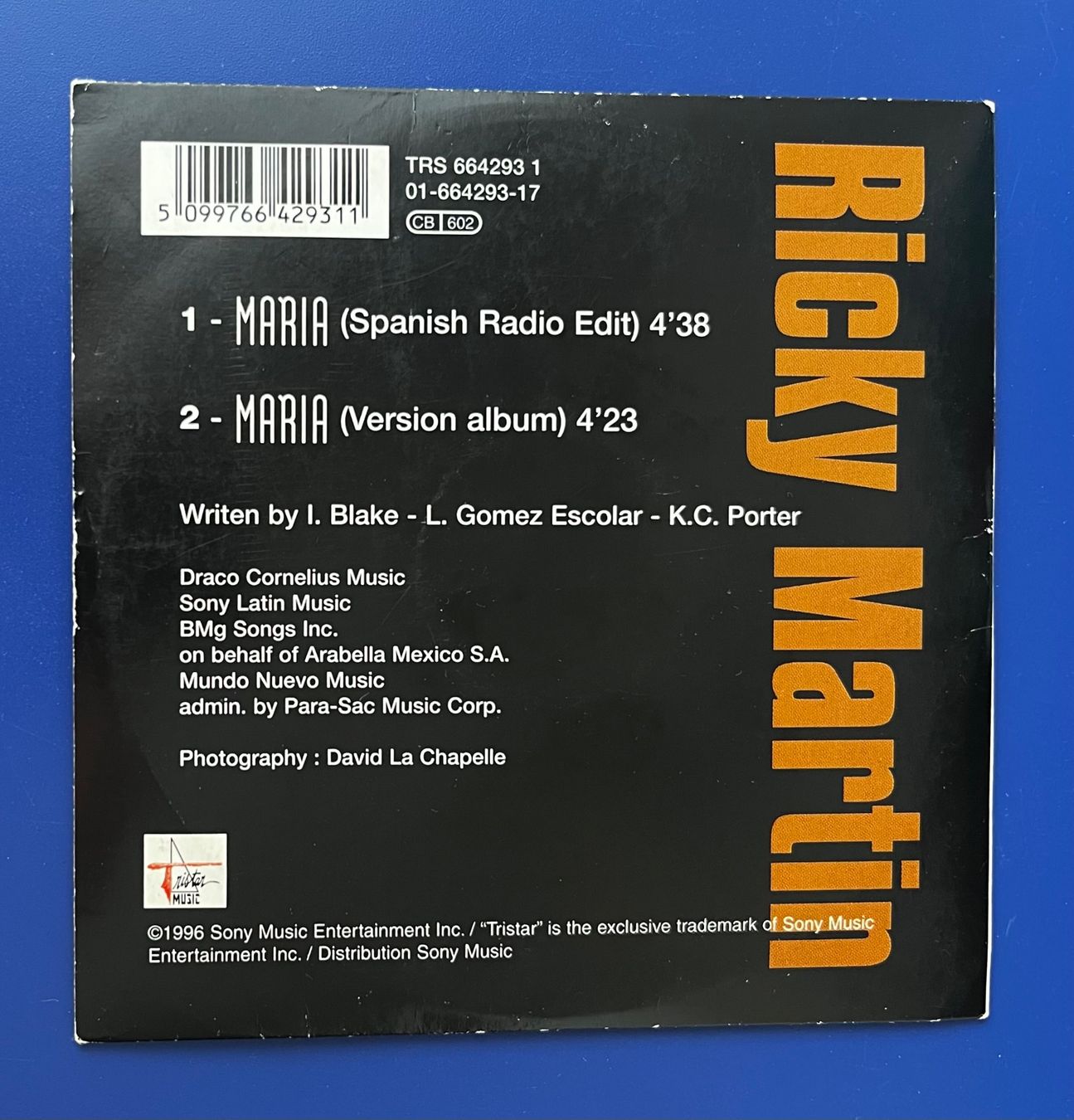 CDs: CD 2 titres Ricky Martin " Maria " édition 1996 – Gebraucht aus Carouge GE von pierre956 1