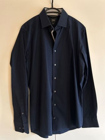 Herren Hemd langarm blauschwarz slim fit von Strellson Gr.40