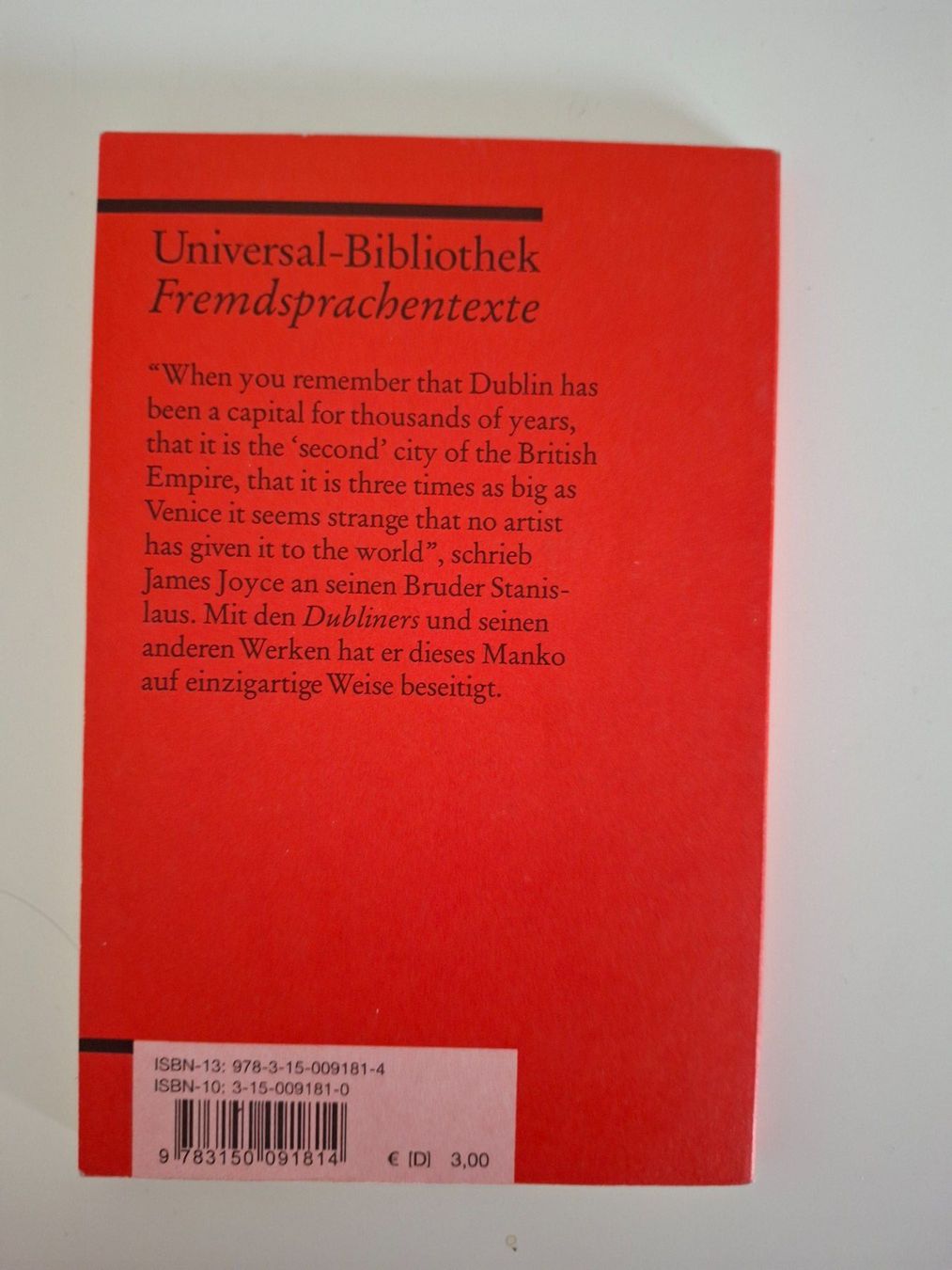 Libri: James Joyce - Dubliners: A Selection (Reclam) – Usato da Walterswil SO venduto da mel_5b2h 1