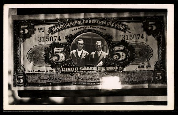 Cartoline postali: Geldschein Peru über 5 Soles de Oro, mi – Usato da Berlin venduto da bartko-reher