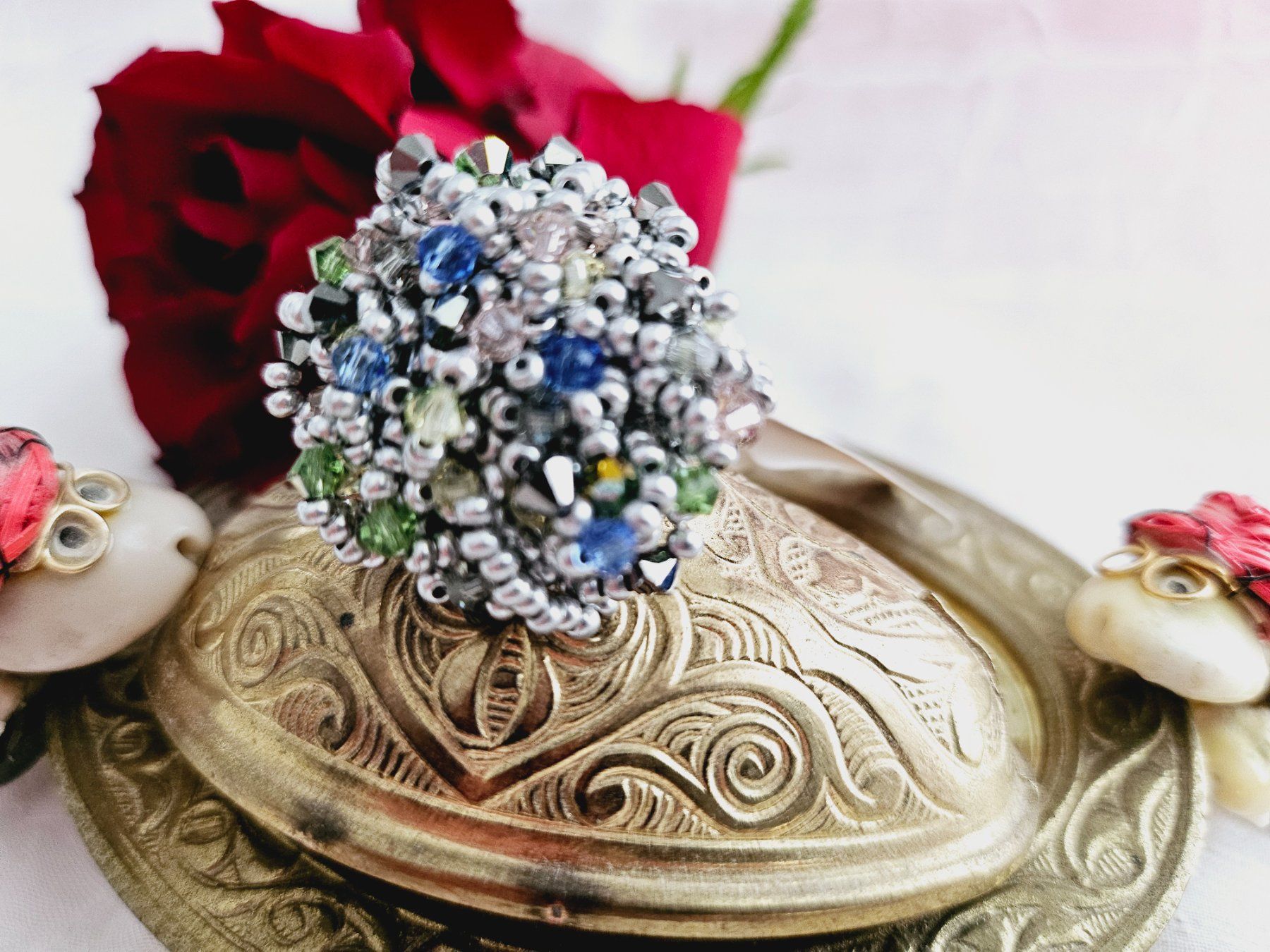 Anelli: Funkelnder Ring aus Swarovski Perlen multicolor – Nuovo (secondo la descrizione) da Dietikon venduto da Eleda 2