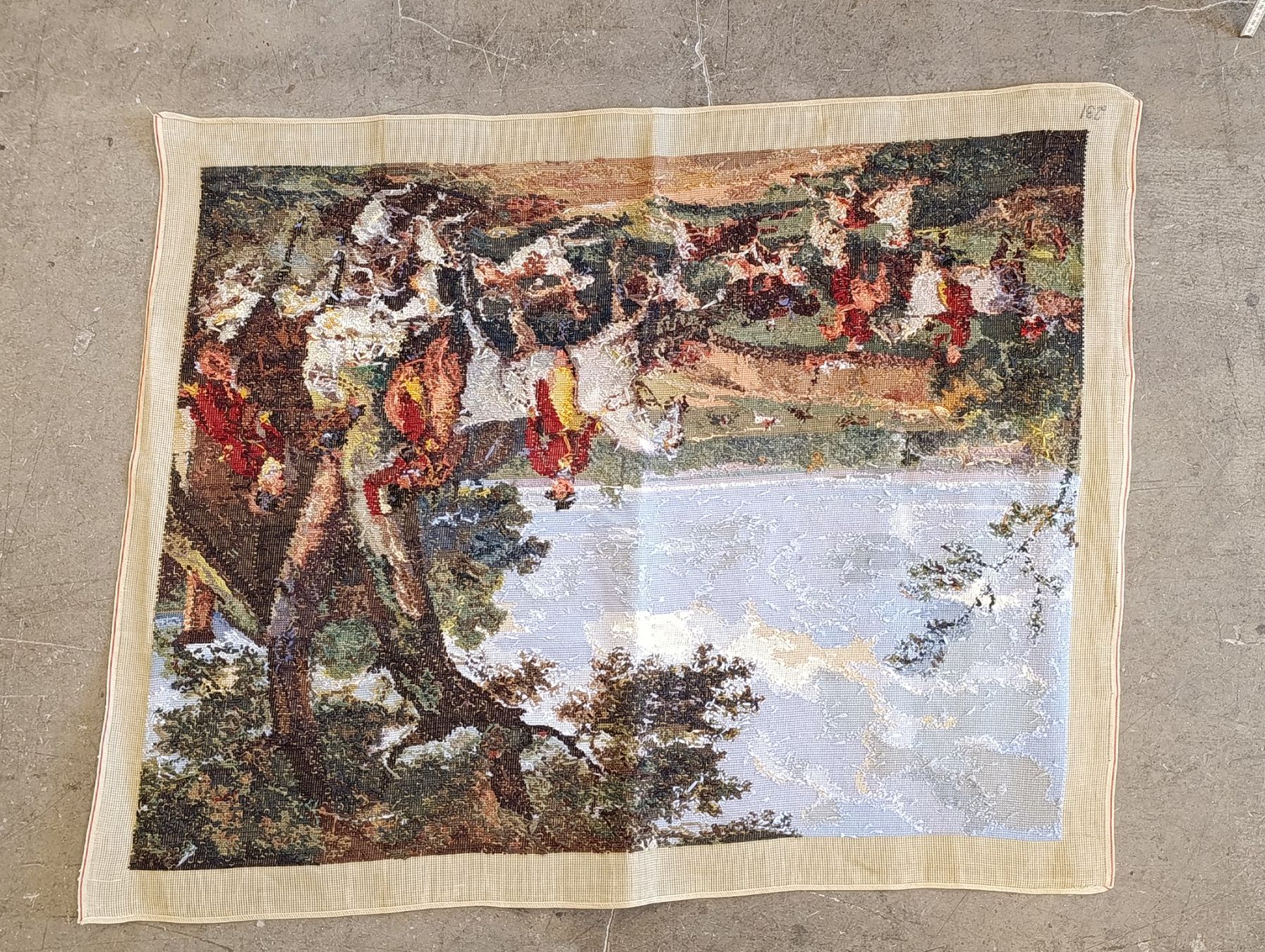 Teppiche: Wandteppich Gobelin "Jagdausflug" Handarbeit – Gebraucht aus Herisau von Tosam_WinWin 4
