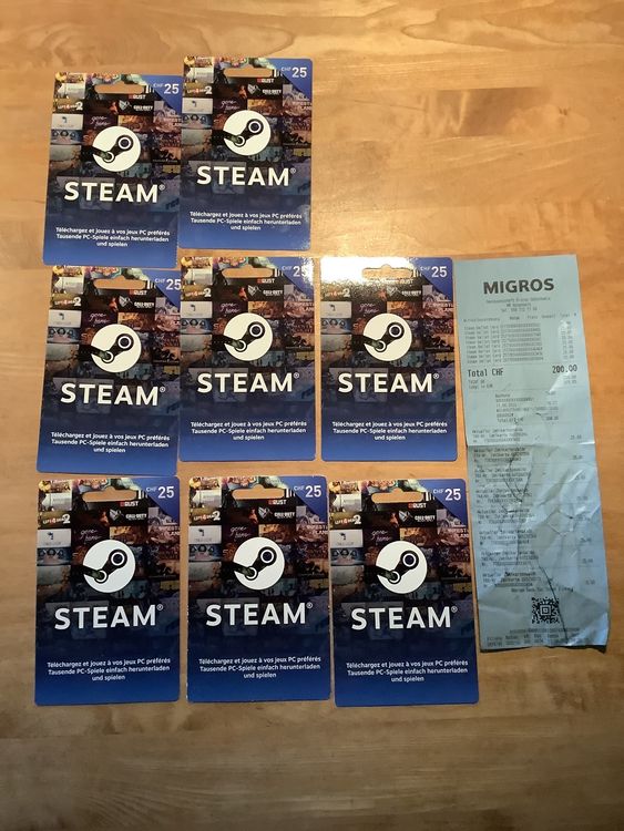 STEAM KARTEN im Wert von CHF 200.00 Kaufen auf Ricardo