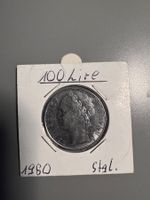 Münze 100 Lire Italien 1980 im Münzrähmchen gestempelt