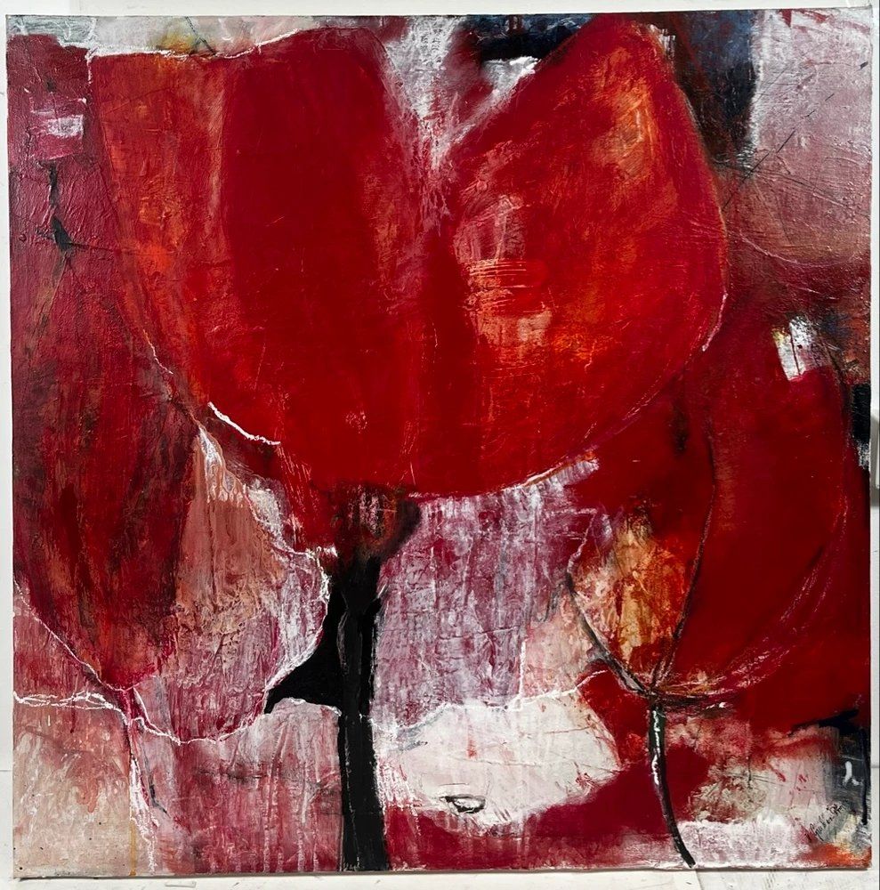 Gemälde: << rote Blume >> – Gebraucht aus Hinwil von Grossformat