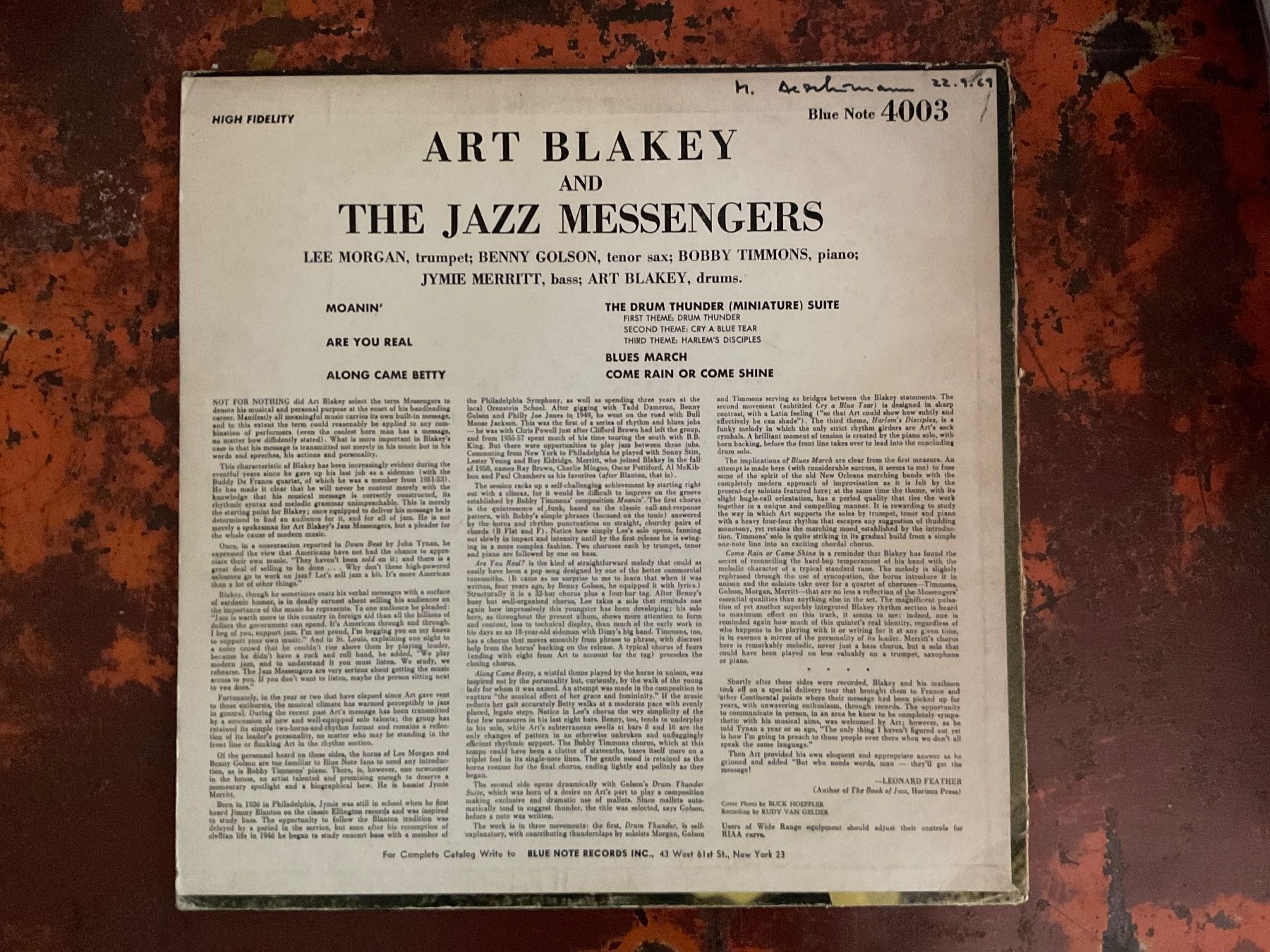 Dischi in vinile: Art Blakey Moanin’ Blue Note US LP – Usato da Delémont venduto da vinylfreak01 1