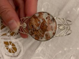 Armreif Armspange Silber Jaspis