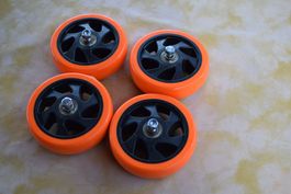 4 Rad-Rollen Orange Schwarz mit Kugellager 76mm