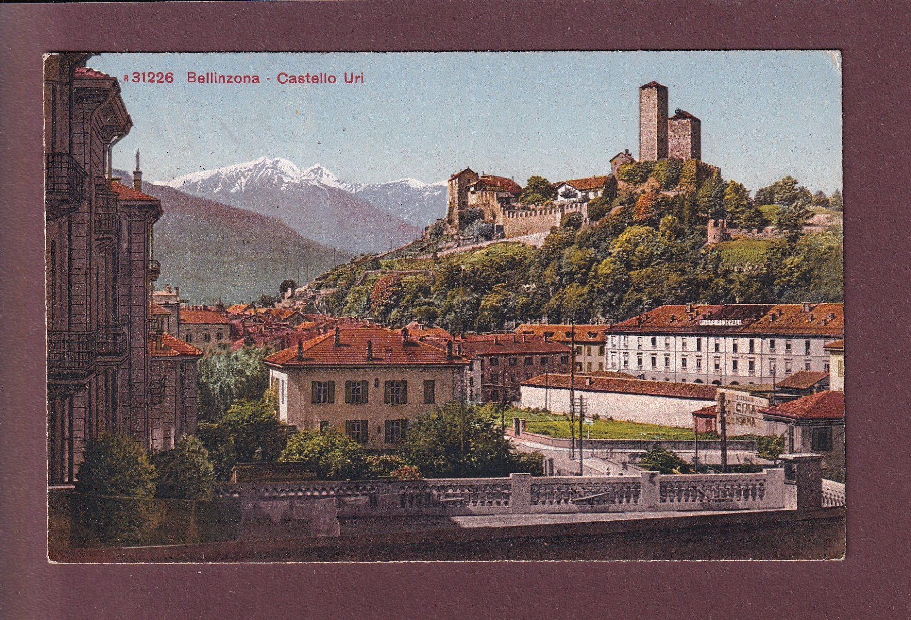 Cartoline postali: BELLINZONA - Castello Uri - 1925 – Usato da Pully venduto da nicecards