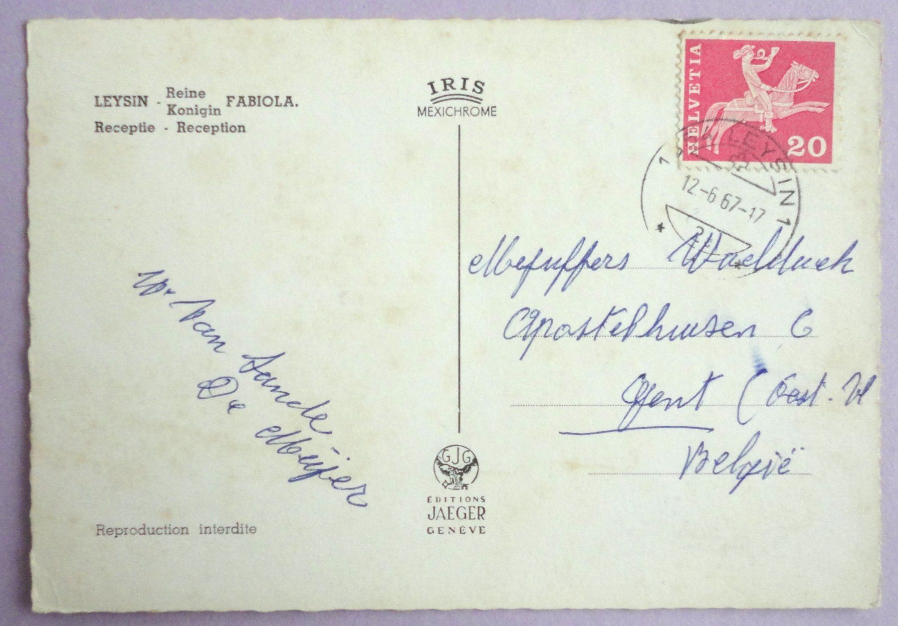 Cartes postales: Leysin - Reine Fabiola - Réception – Défectueux à Fétigny par Billy2miny 1