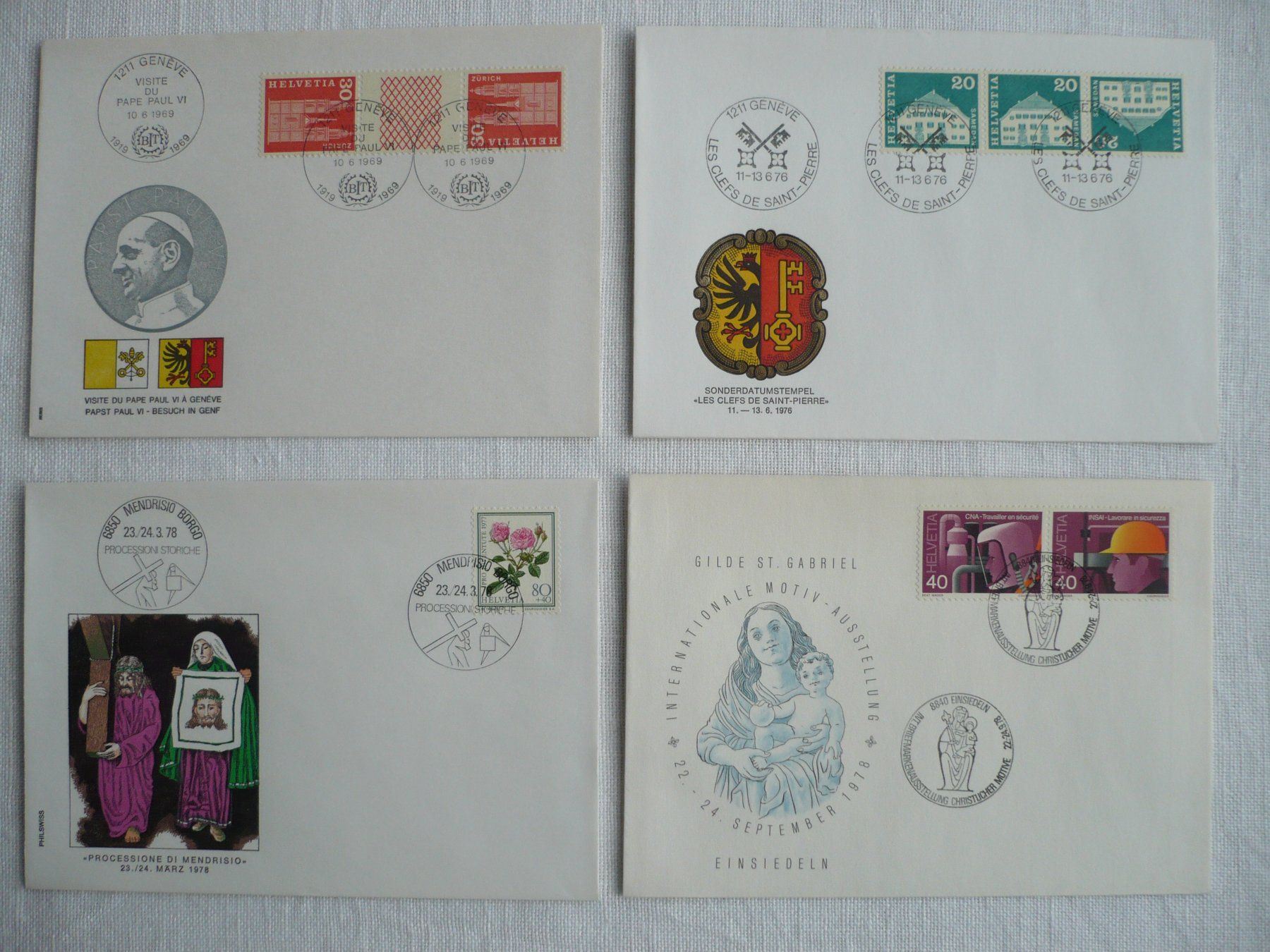 Alle Briefmarken: 1969 - 78 4 kirchliche Belege – Gebraucht aus Zürich von saltandpepper008