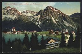 Arosa, Bahnhof mit Schisshorn und Furkah